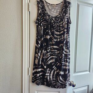 LAURA ASHLEY, Sleeveless, Black and White Monochrome Patterned, Size 1X, Dress
